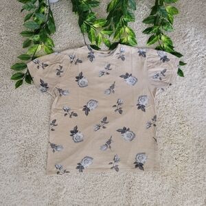 Men's Floral (Rose) Beige Shirt (S)